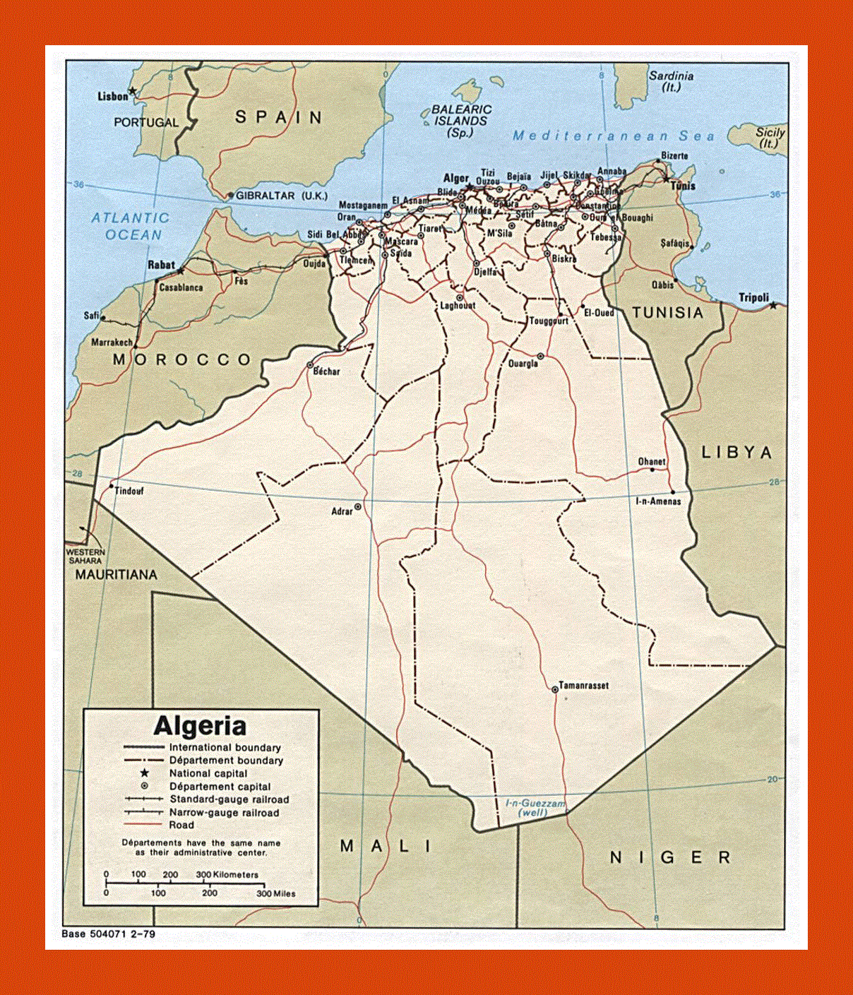 Political and administrative map of Algeria - 1979