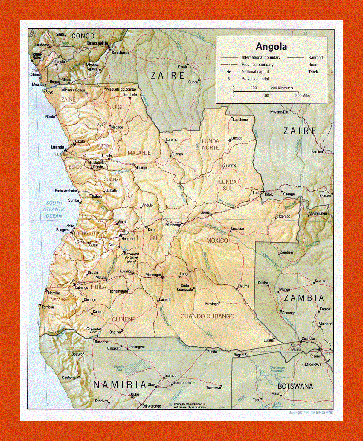 Political and administrative map of Angola - 1990