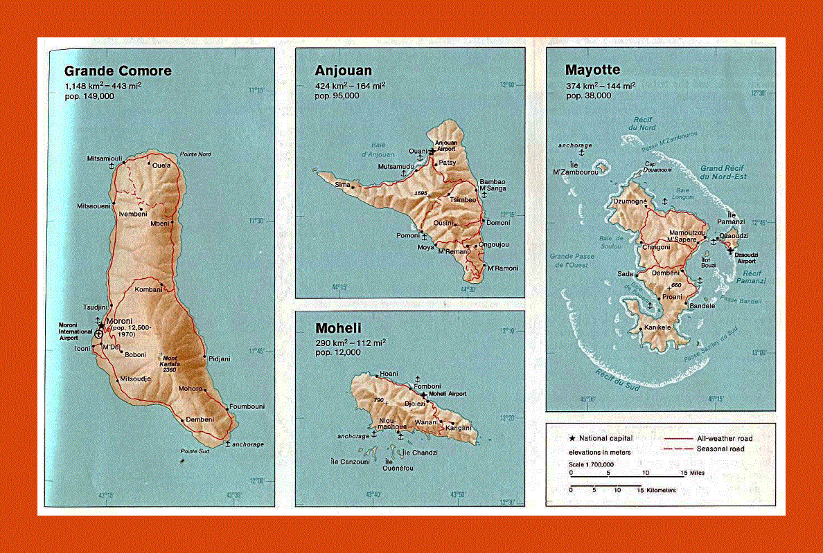 Map of Comoros Islands - 1976