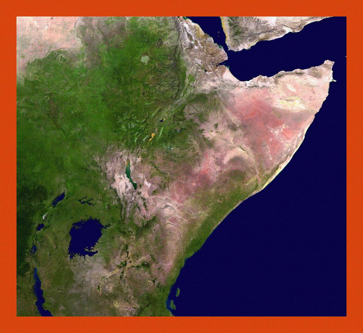 Satellite map of Horn of Africa