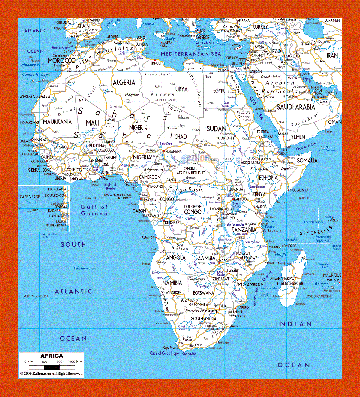 Road map of Africa