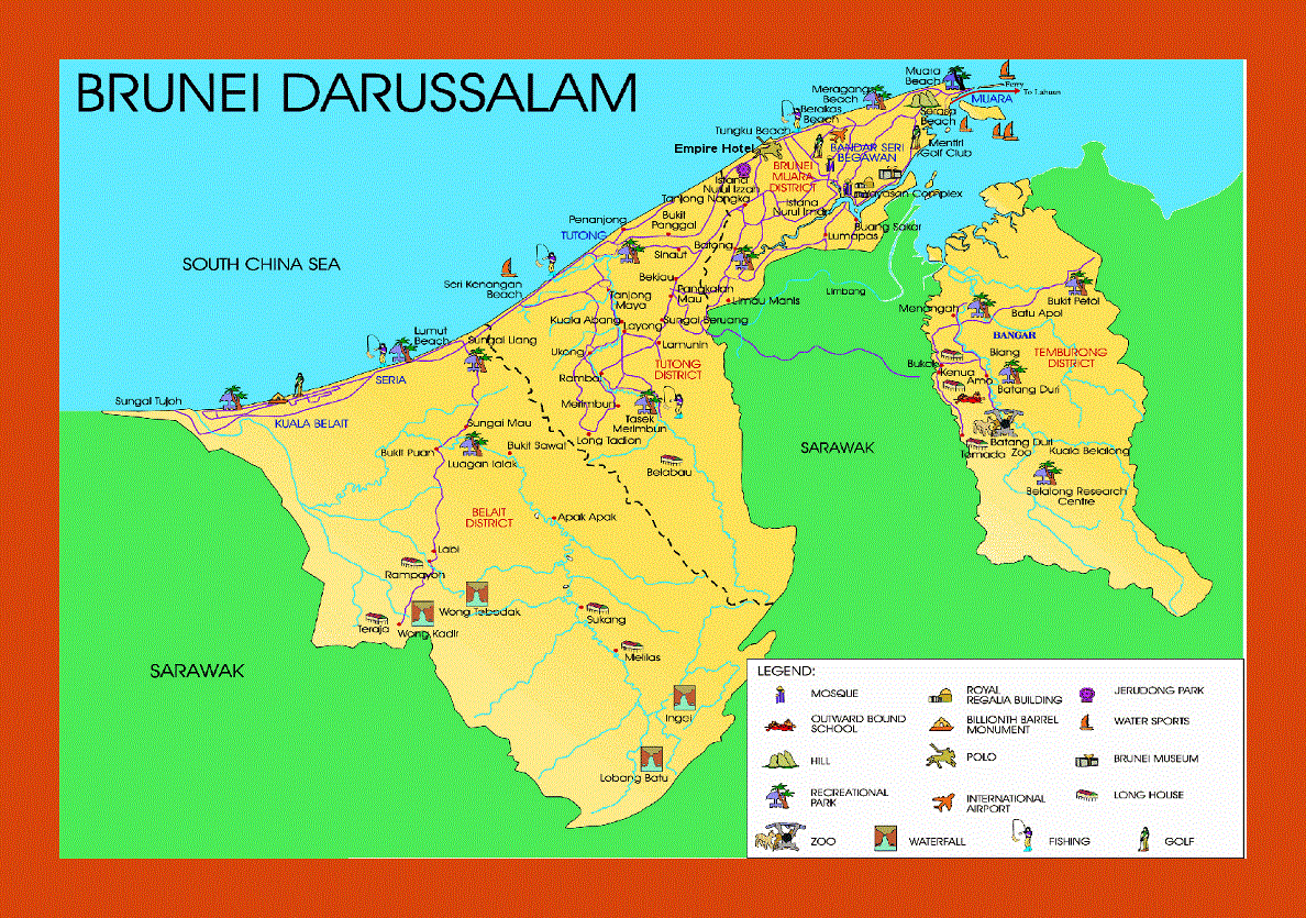 Tourist map of Brunei