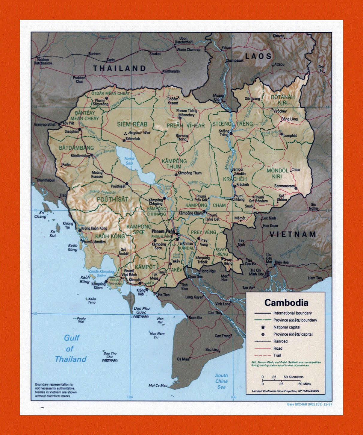 Political and administrative map of Cambodia - 1997