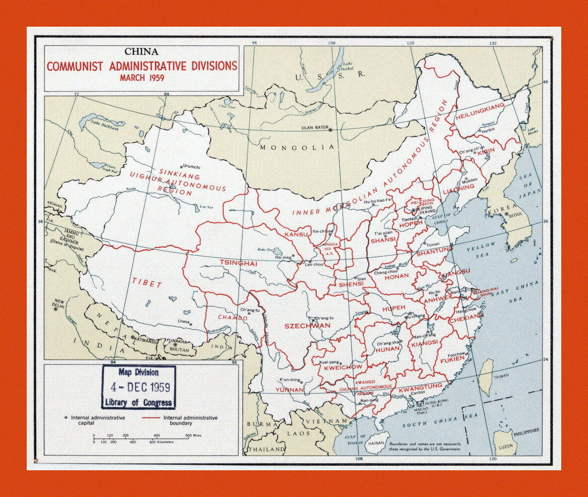 China Communist Administrative Divisions map - 1959