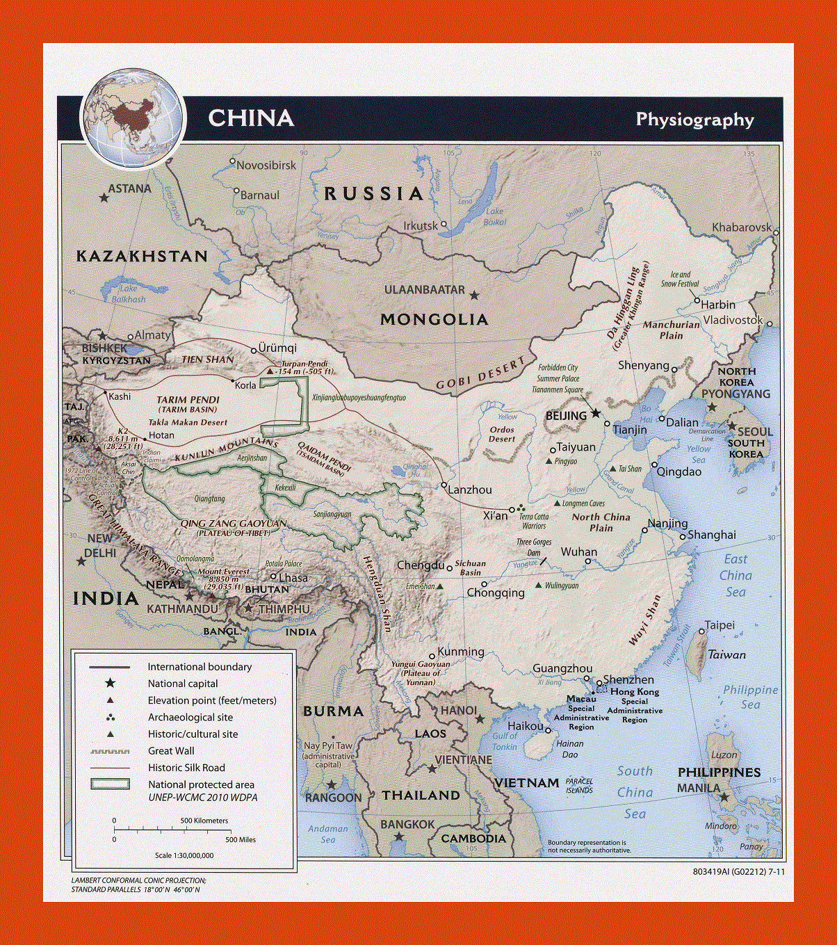 Physiography map of China - 2011