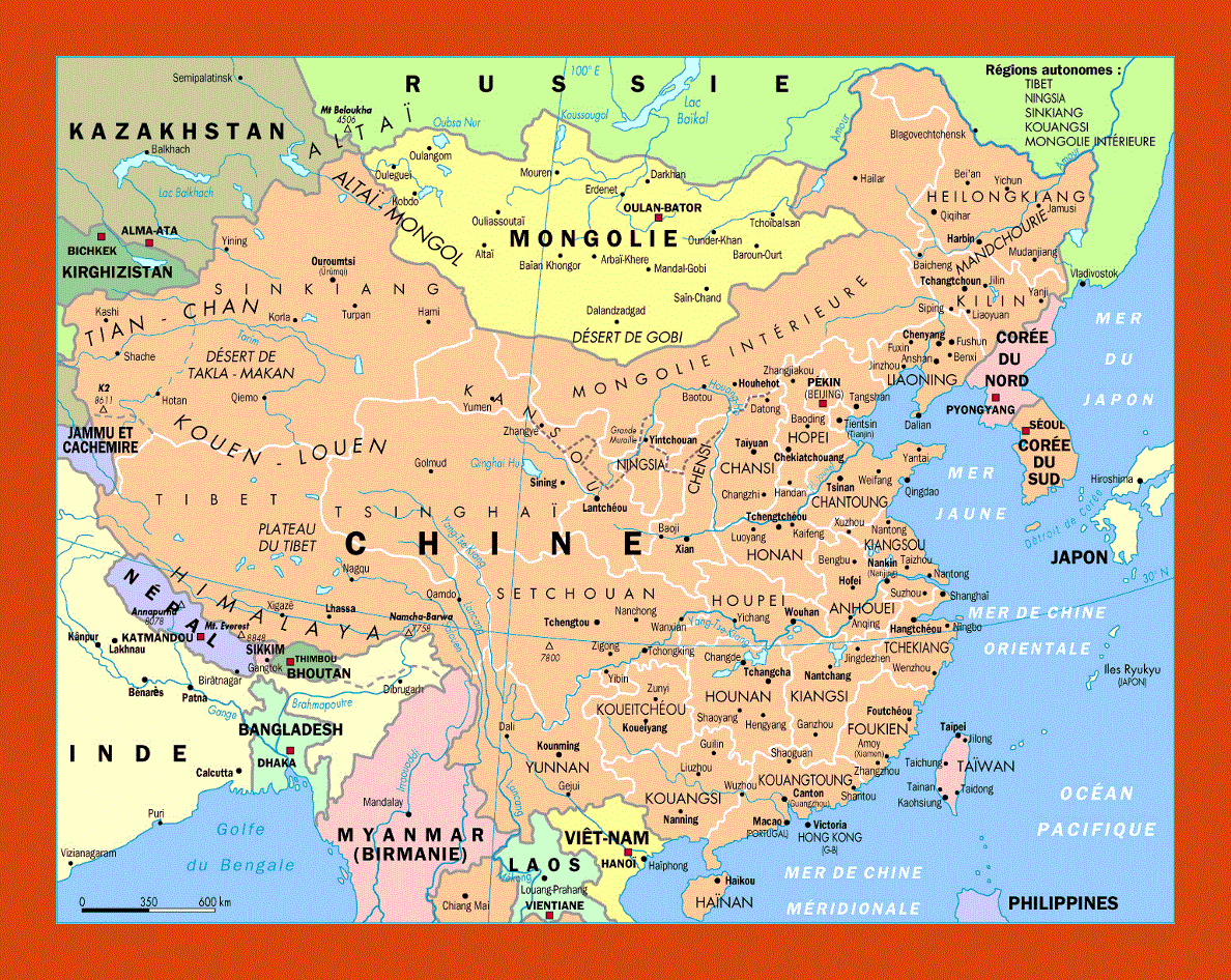Political and administrative map of China