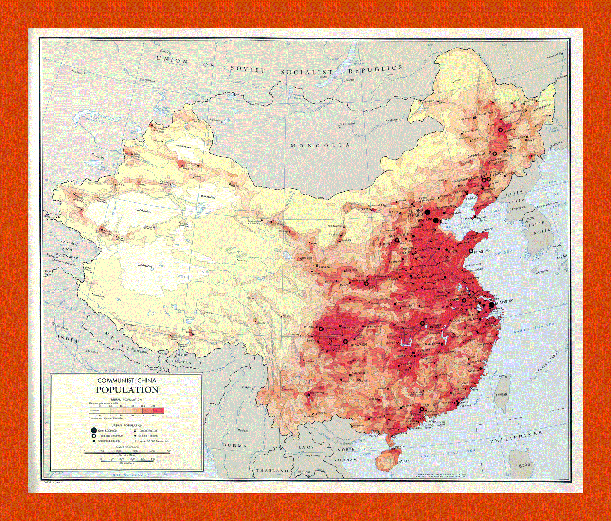 Population map of Communist China - 1967