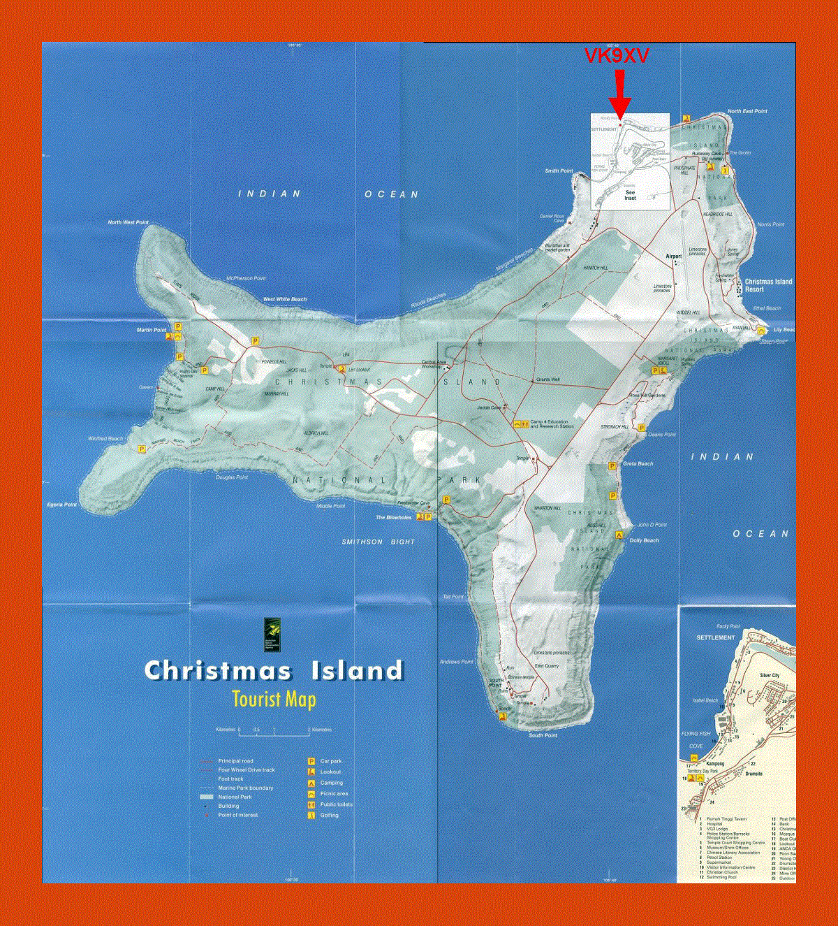 Tourist map of Christmas Island