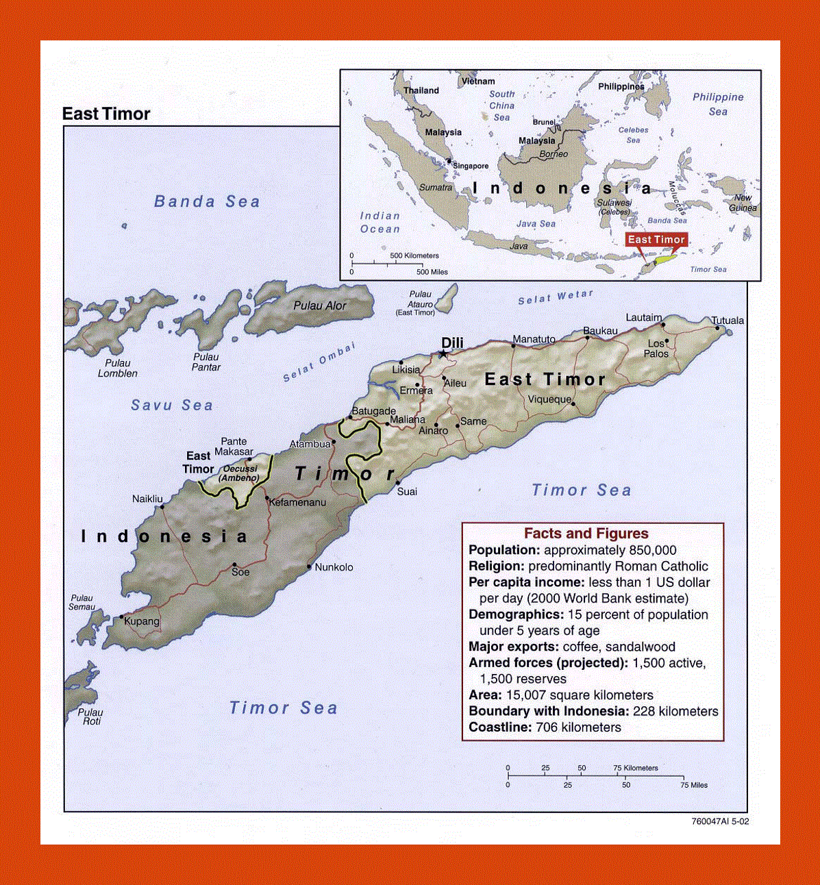 Political map of East Timor - 2002