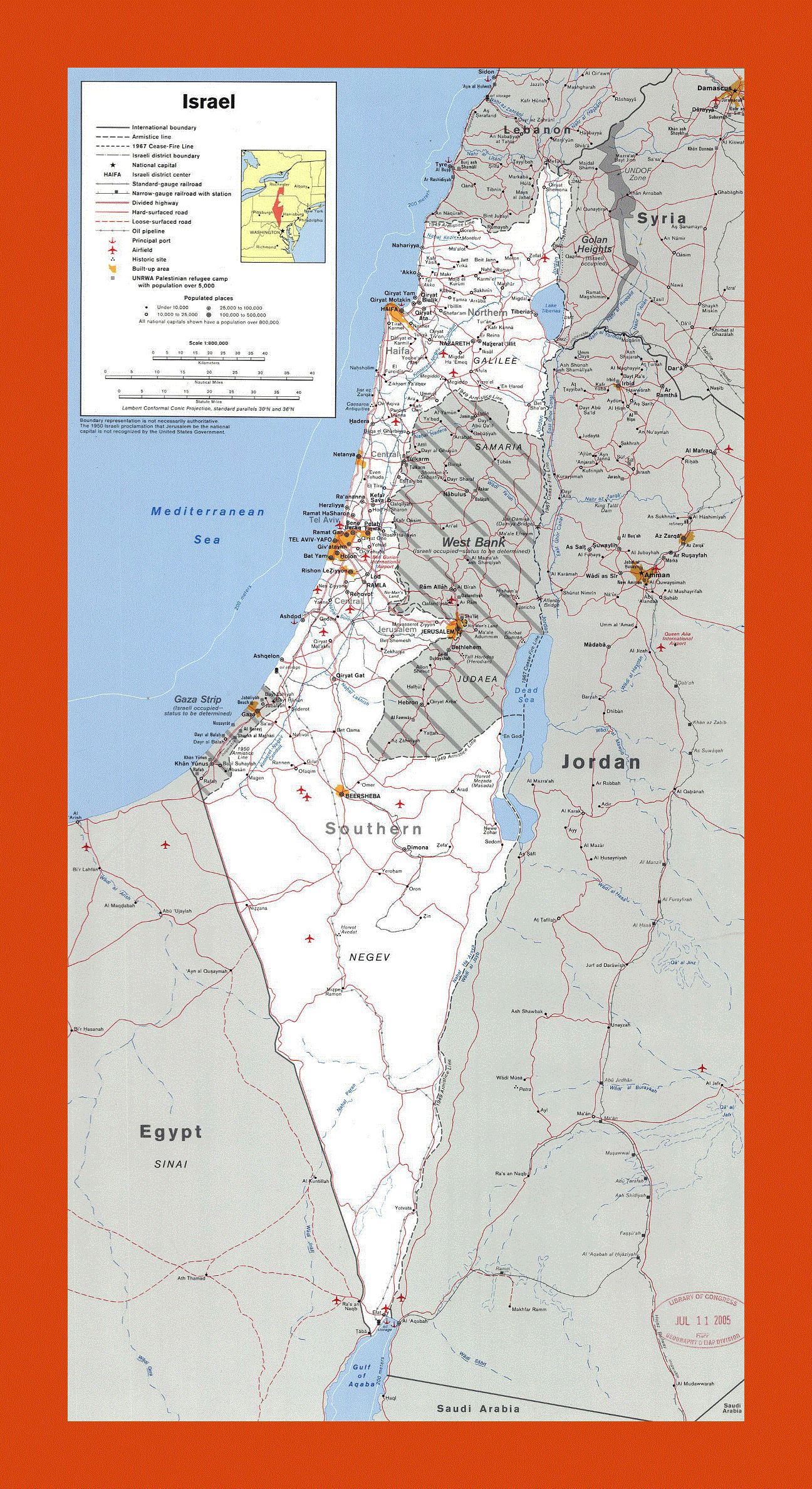 Political map of Israel