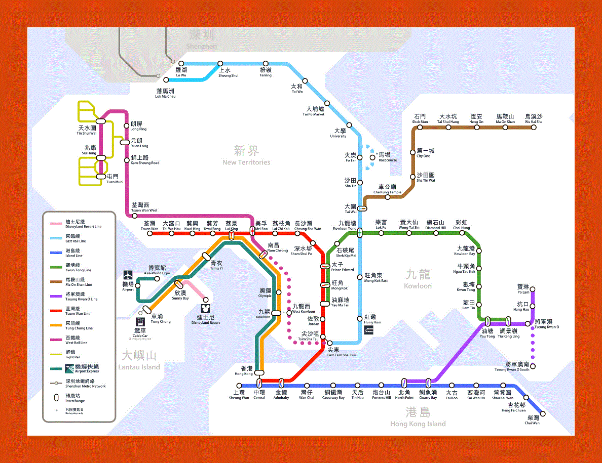MTR map of Hong Kong