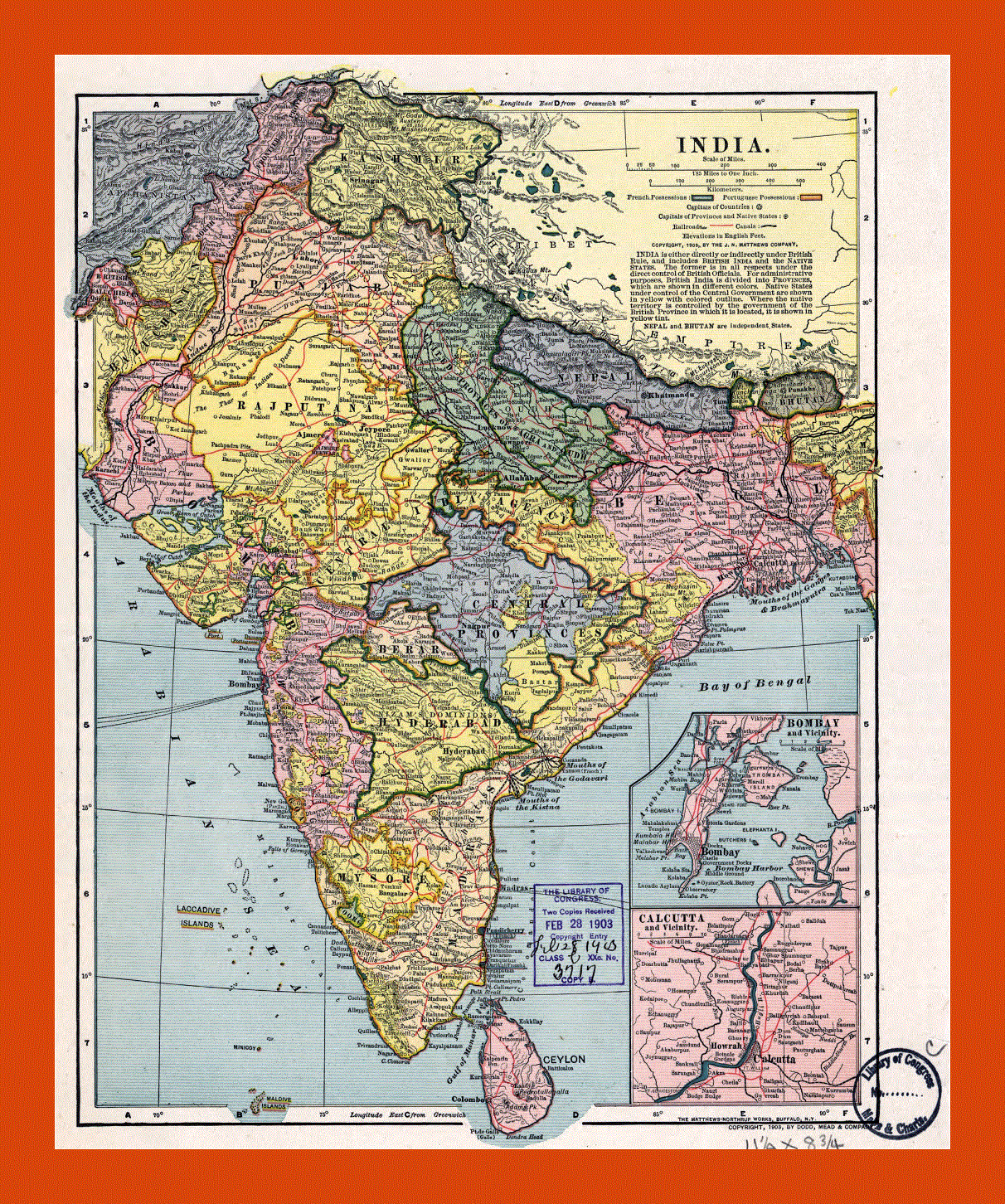 Old political and administrative map of India