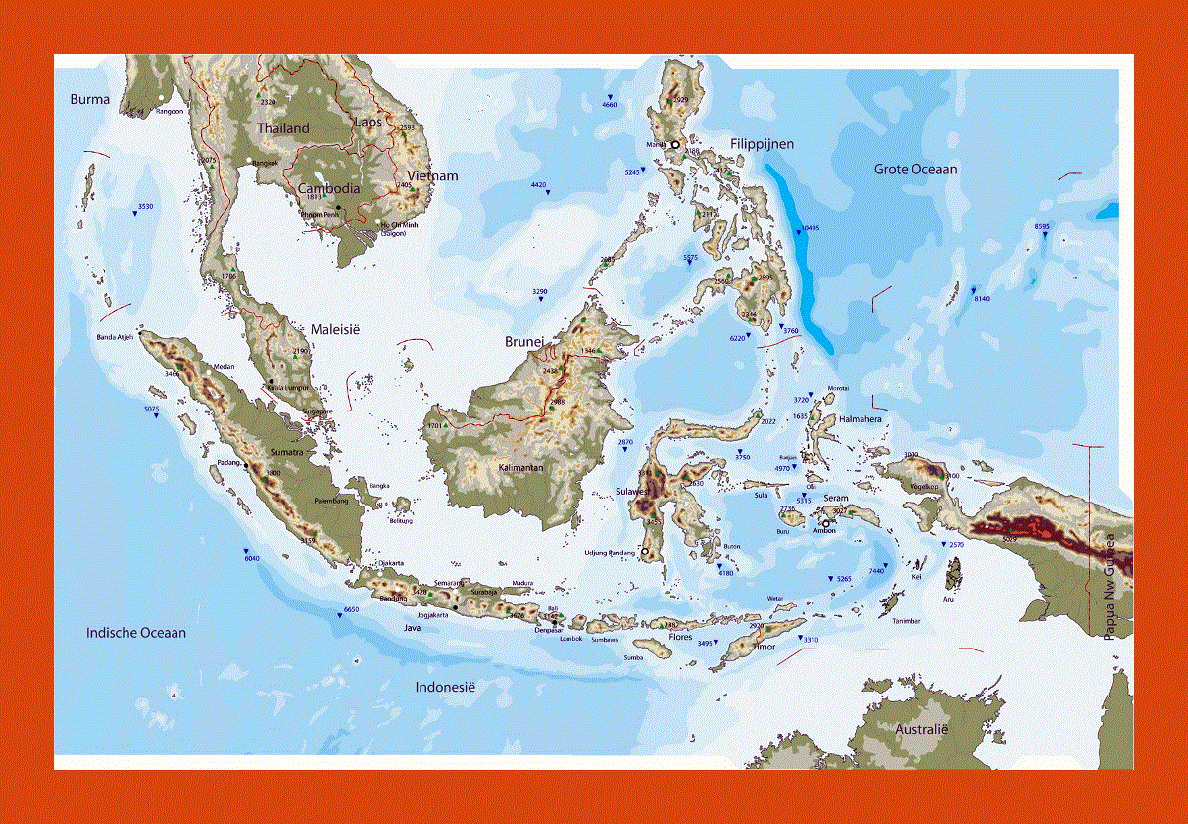 Physical map of Indonesia