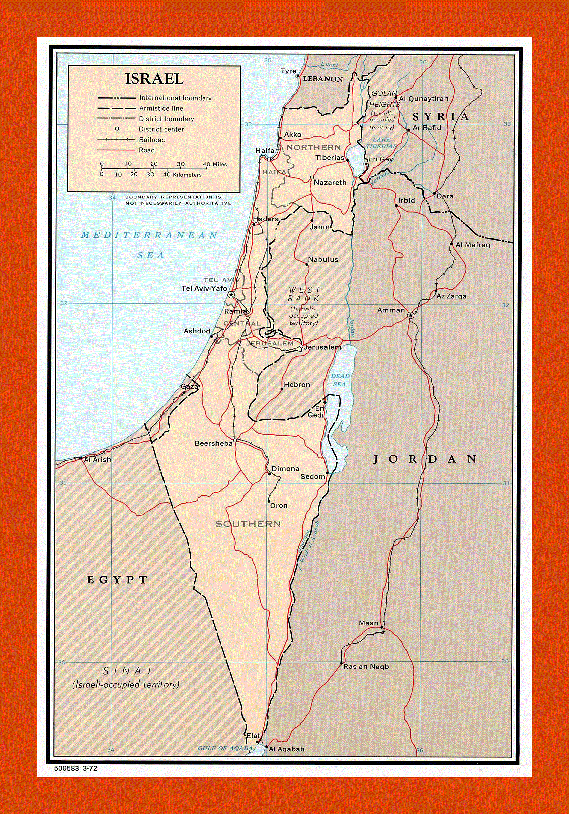 Political And Administrative Map Of Israel 1972 Maps Of Israel