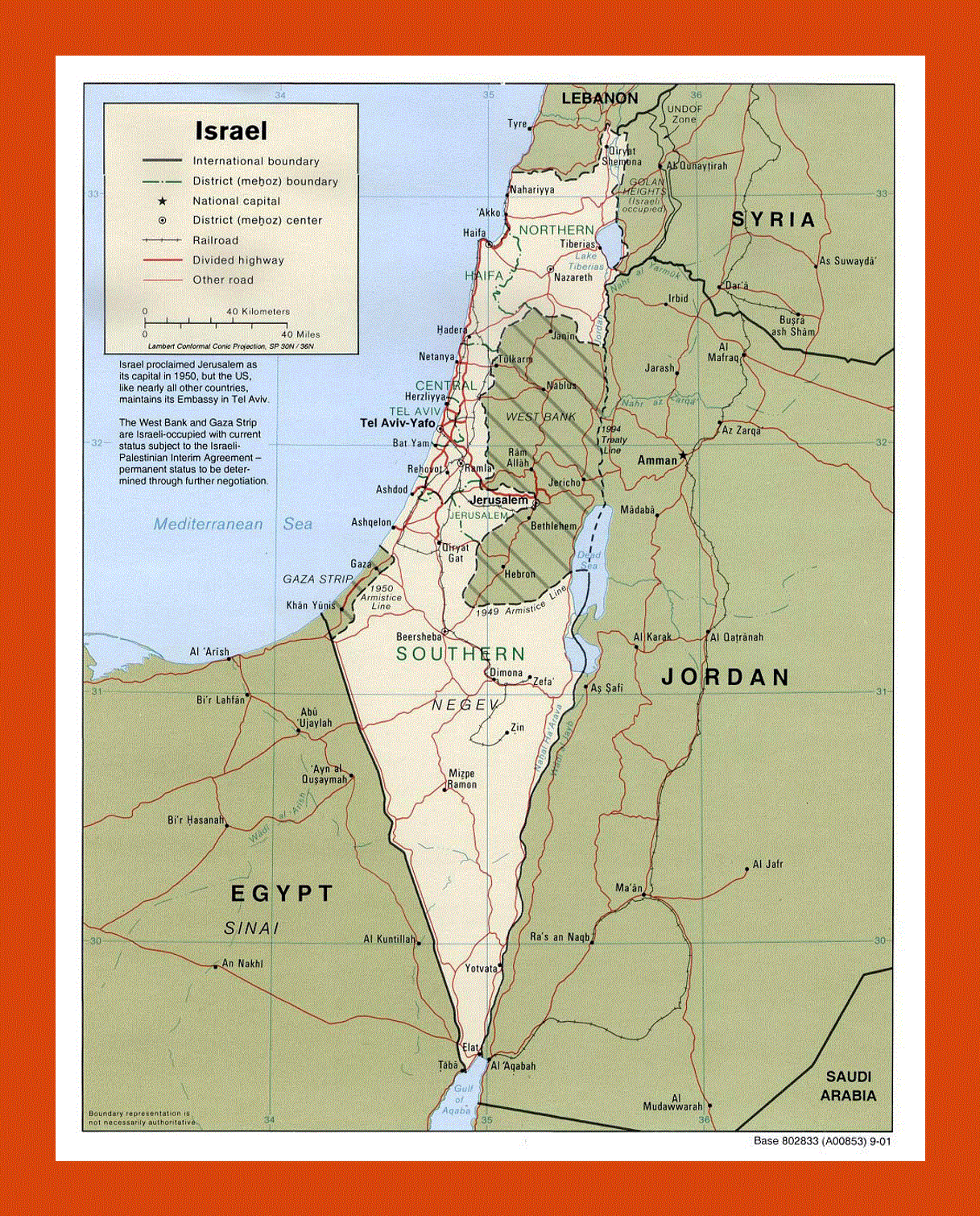 Political and administrative map of Israel - 2001