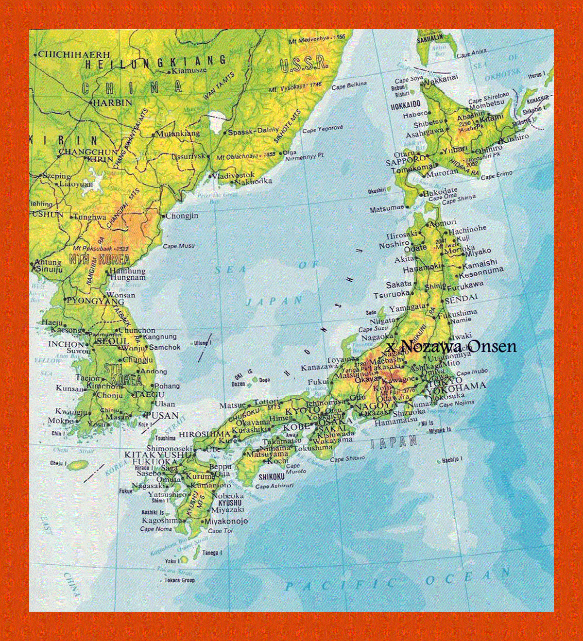 Elevation map of Japan