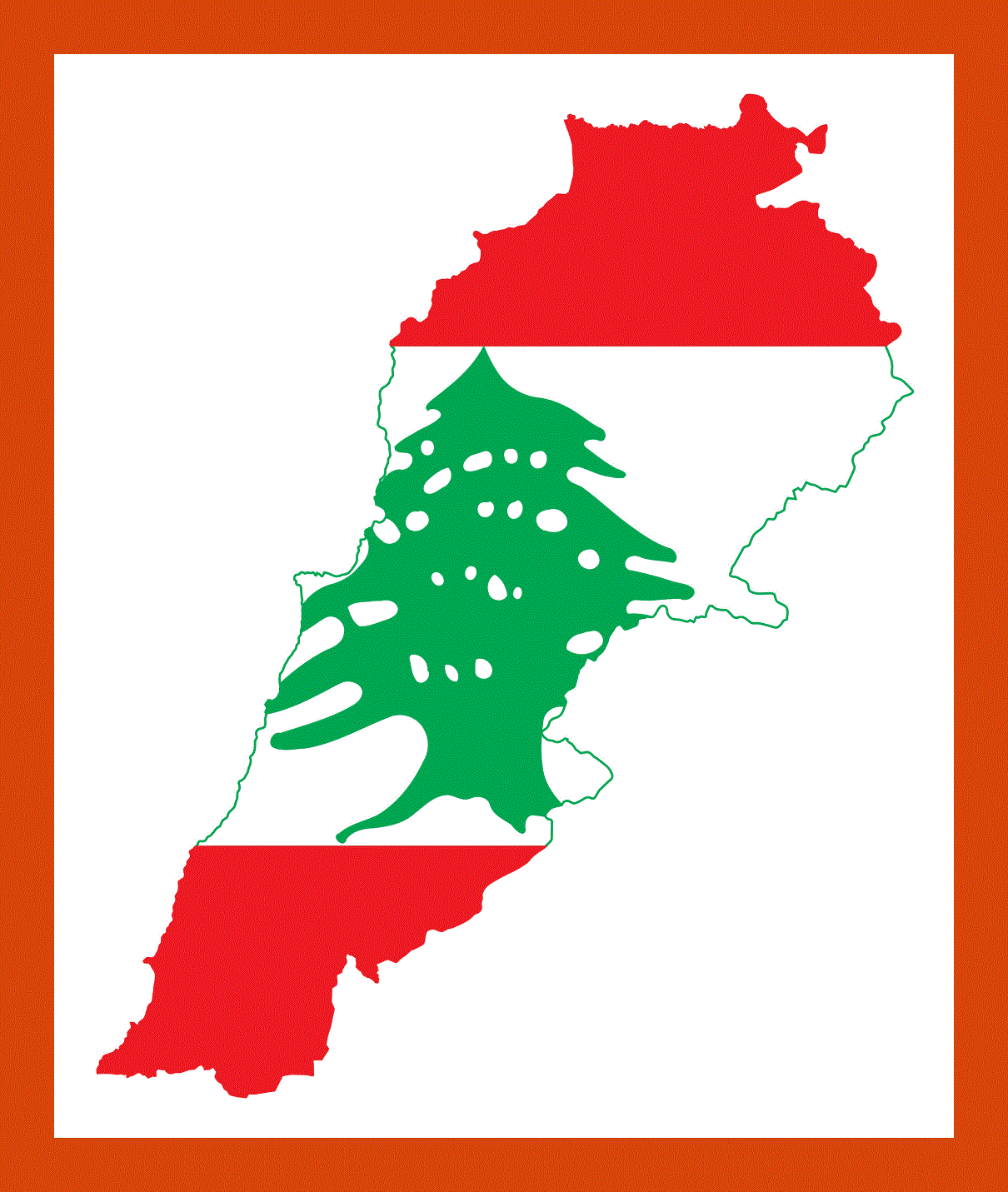Flag map of Lebanon