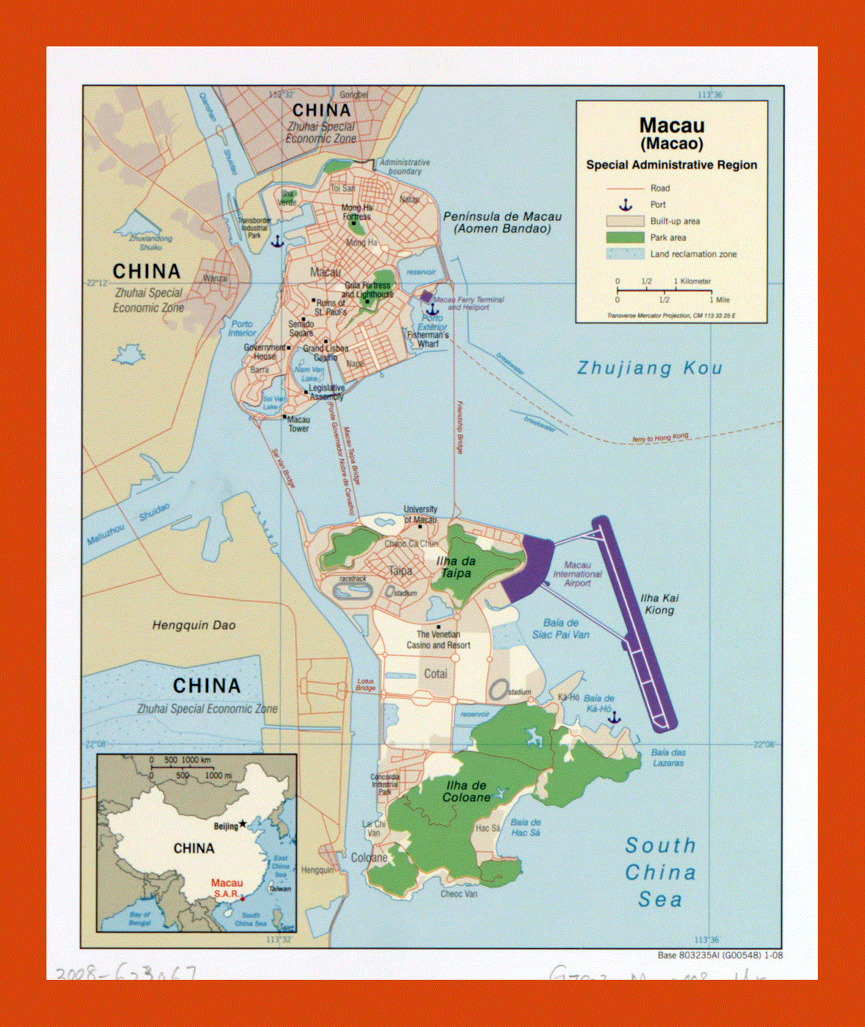 Political map of Macau - 2008