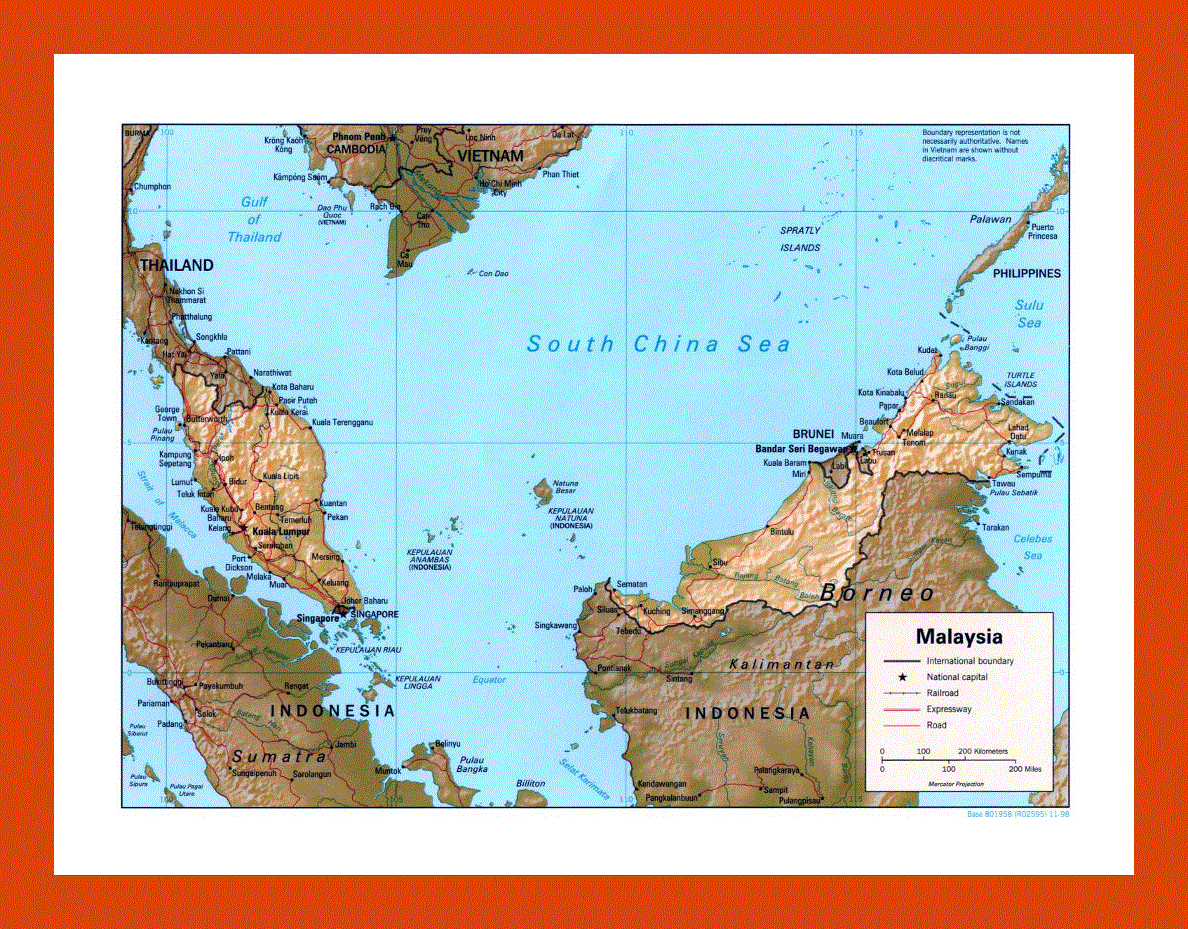 Political map of Malaysia - 1998