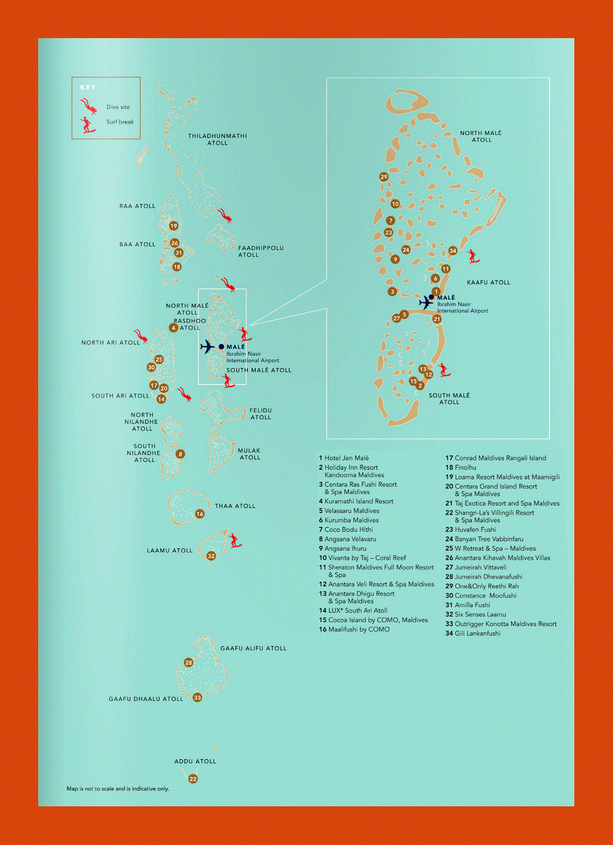 Diving map of Maldives