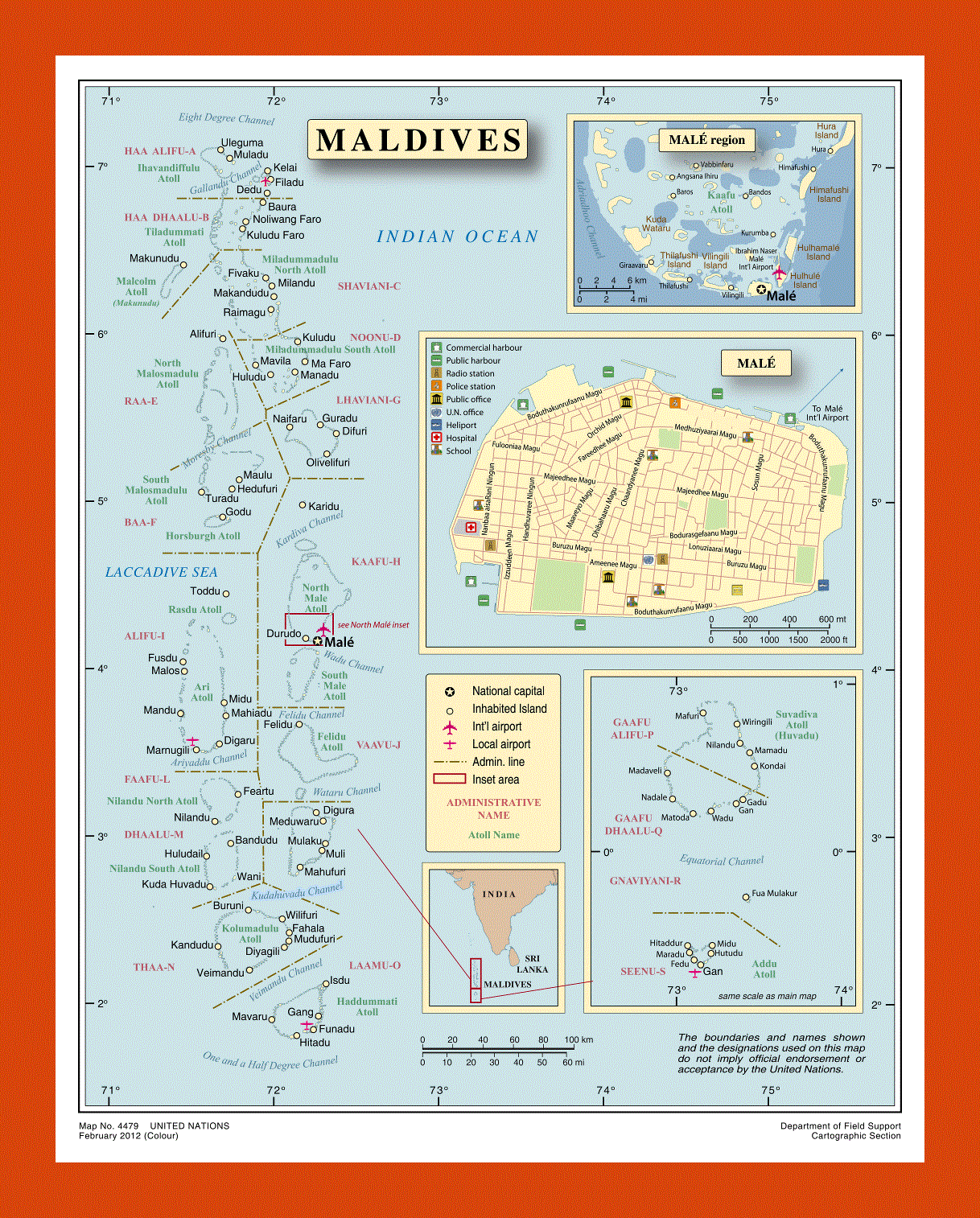 Political and administrative map of Maldives