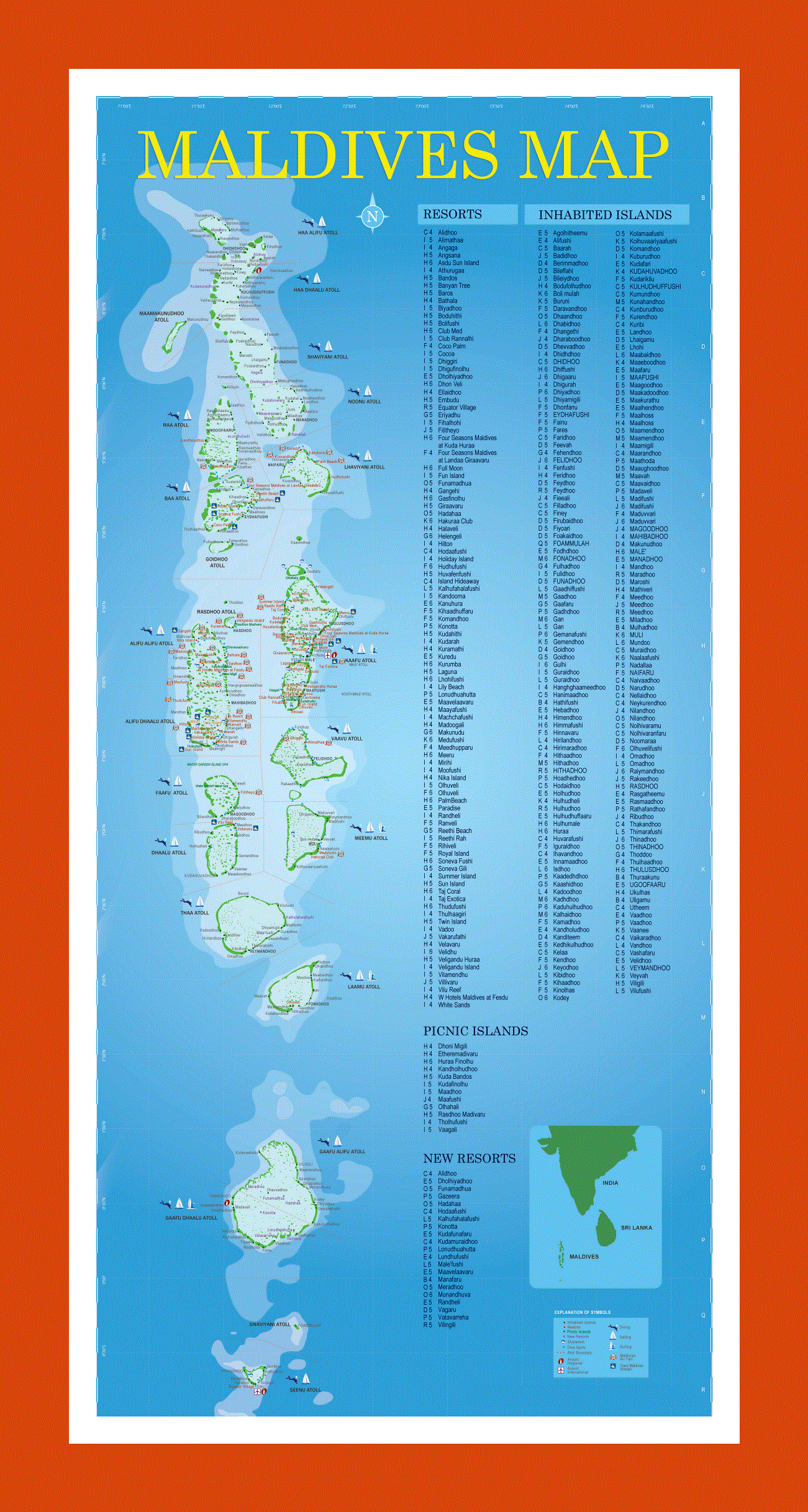 Tourist map of Maldives