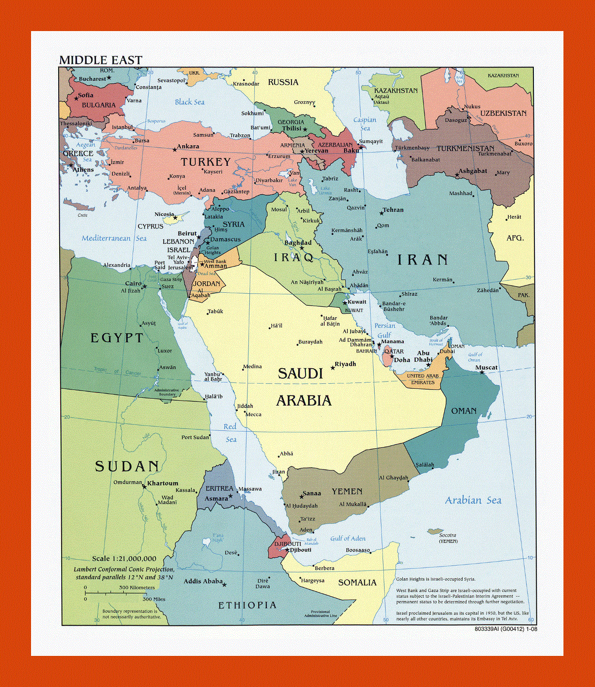 Political map of the Middle East - 2008