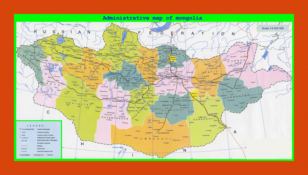 Administrative map of Mongolia