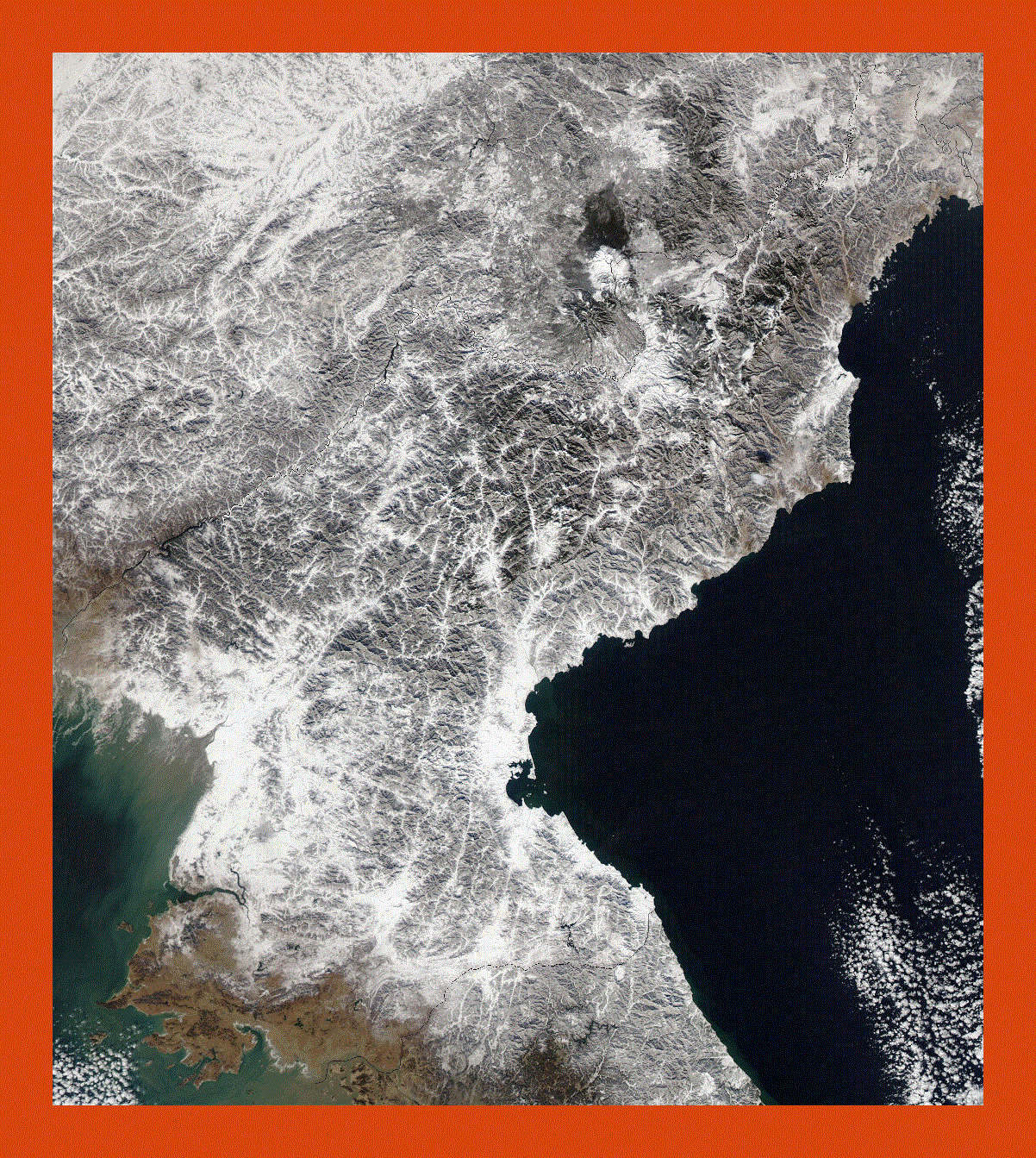 Satellite map of North Korea