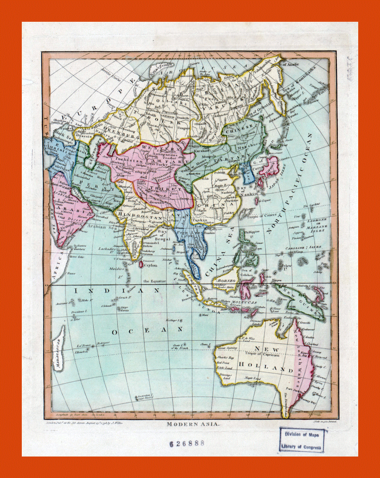 Old map of modern Asia - 1796
