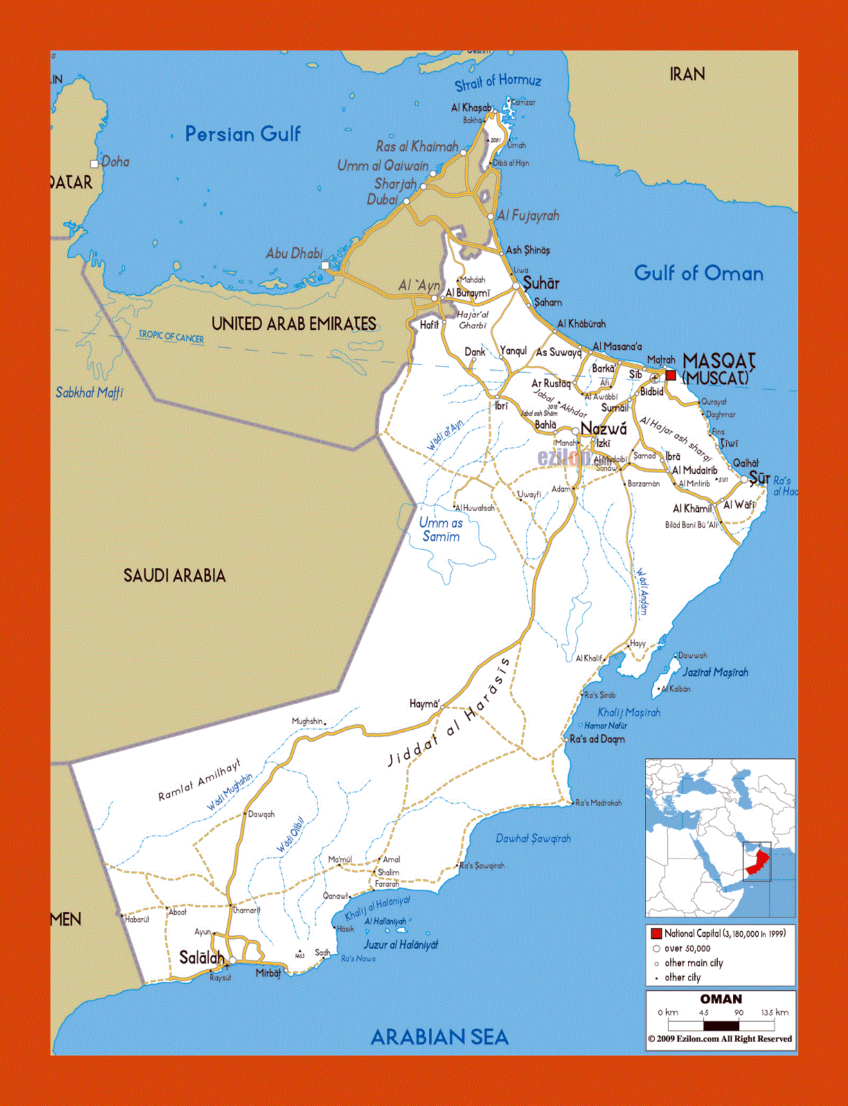 Road map of Oman