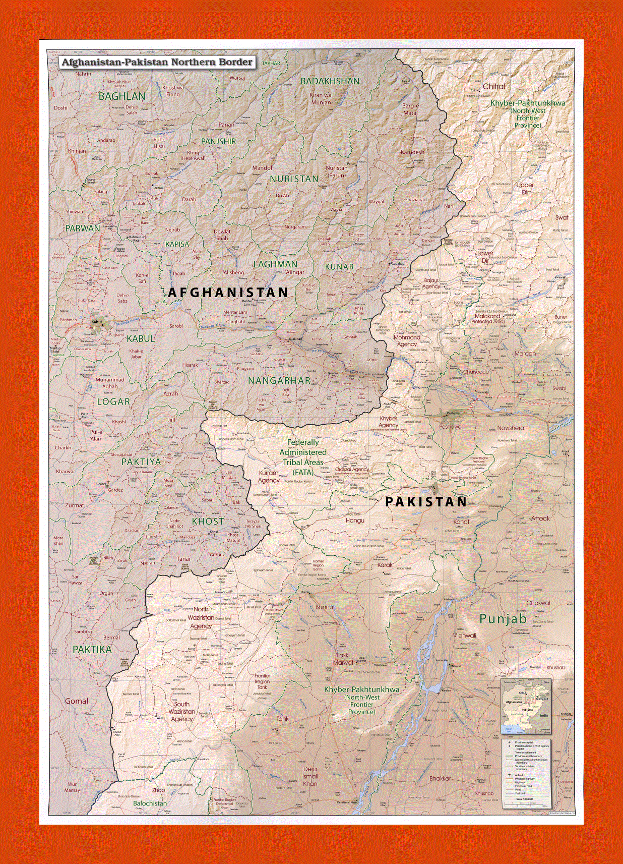 Afghanistan - Pakistan northern border map - 2010