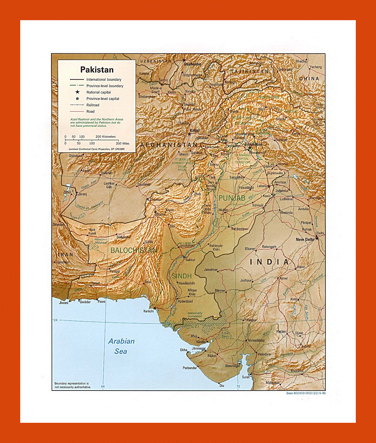 Political and administrative map of Pakistan - 1996
