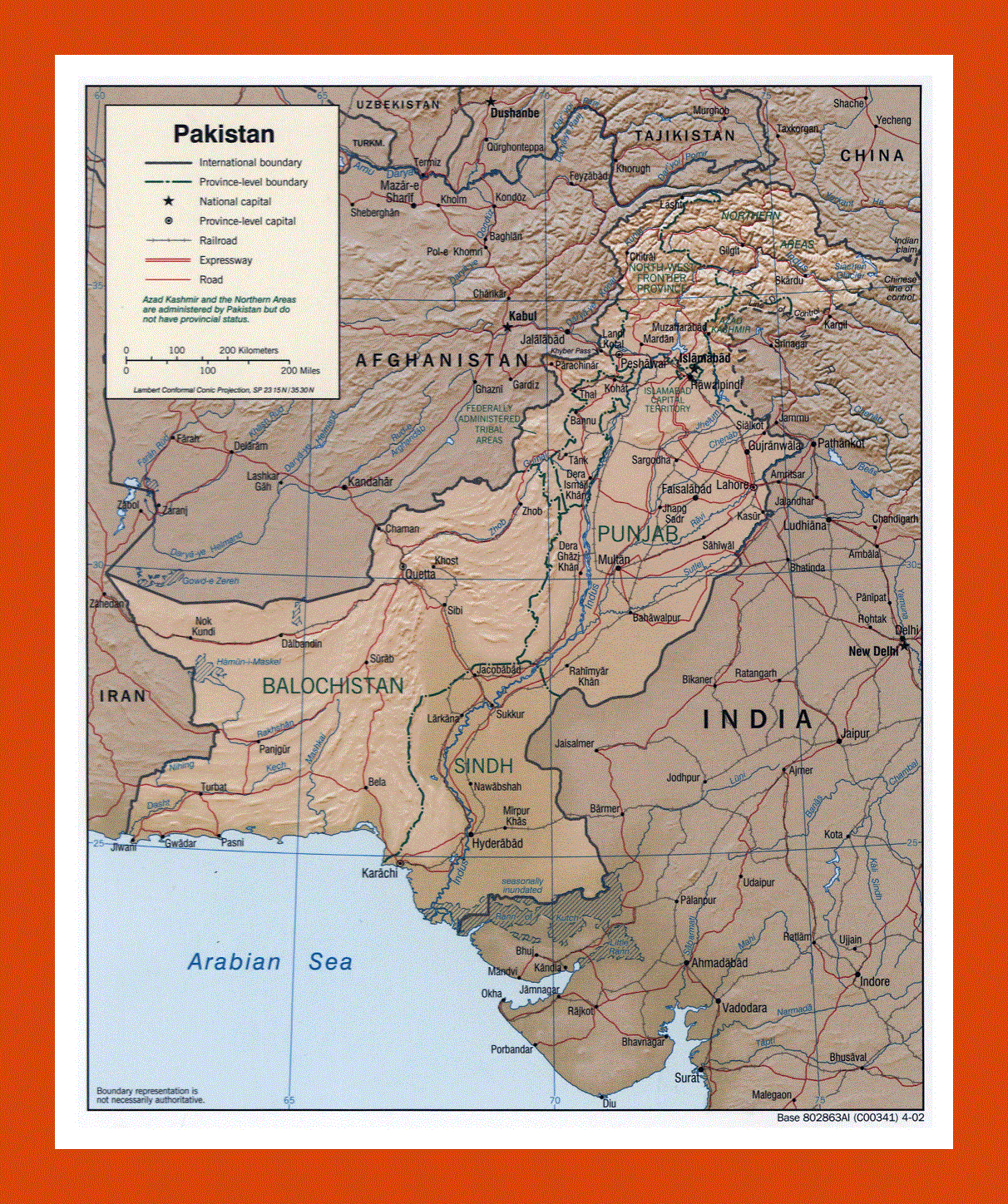 Political and administrative map of Pakistan - 2002
