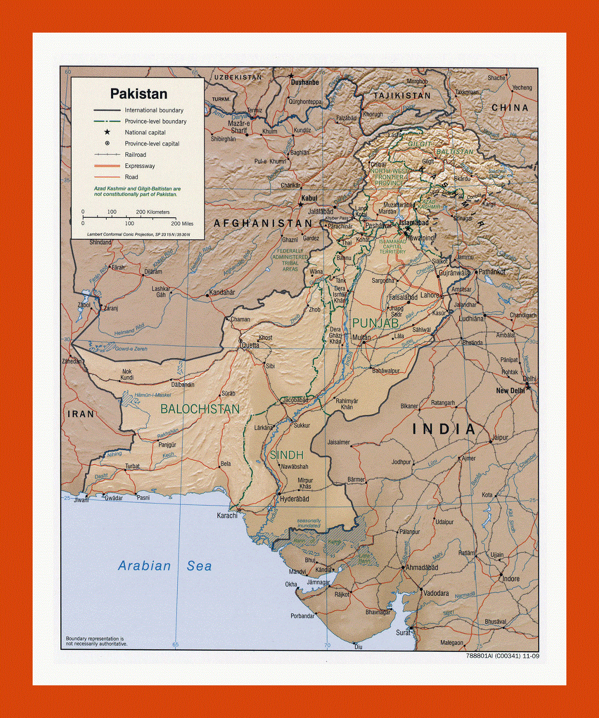 Political and administrative map of Pakistan - 2009