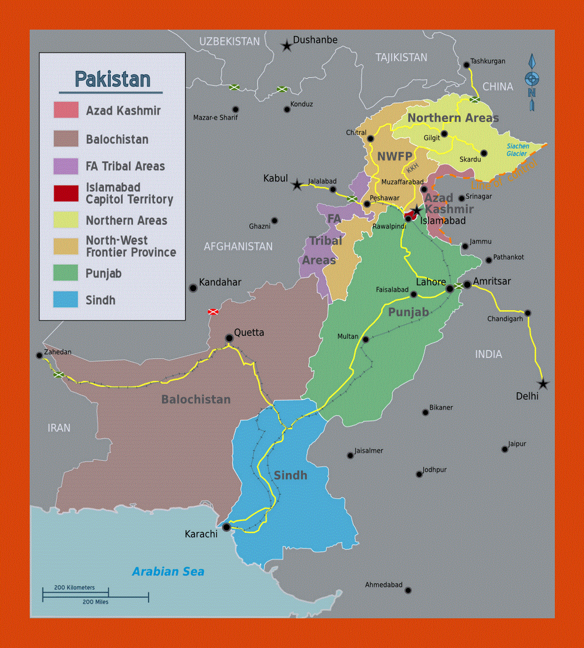 Regions map of Pakistan