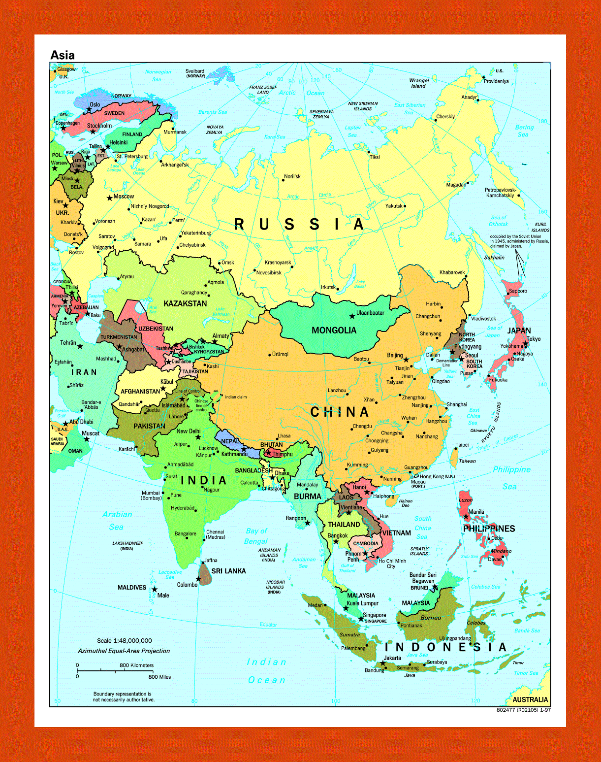 Political map of Asia - 1997