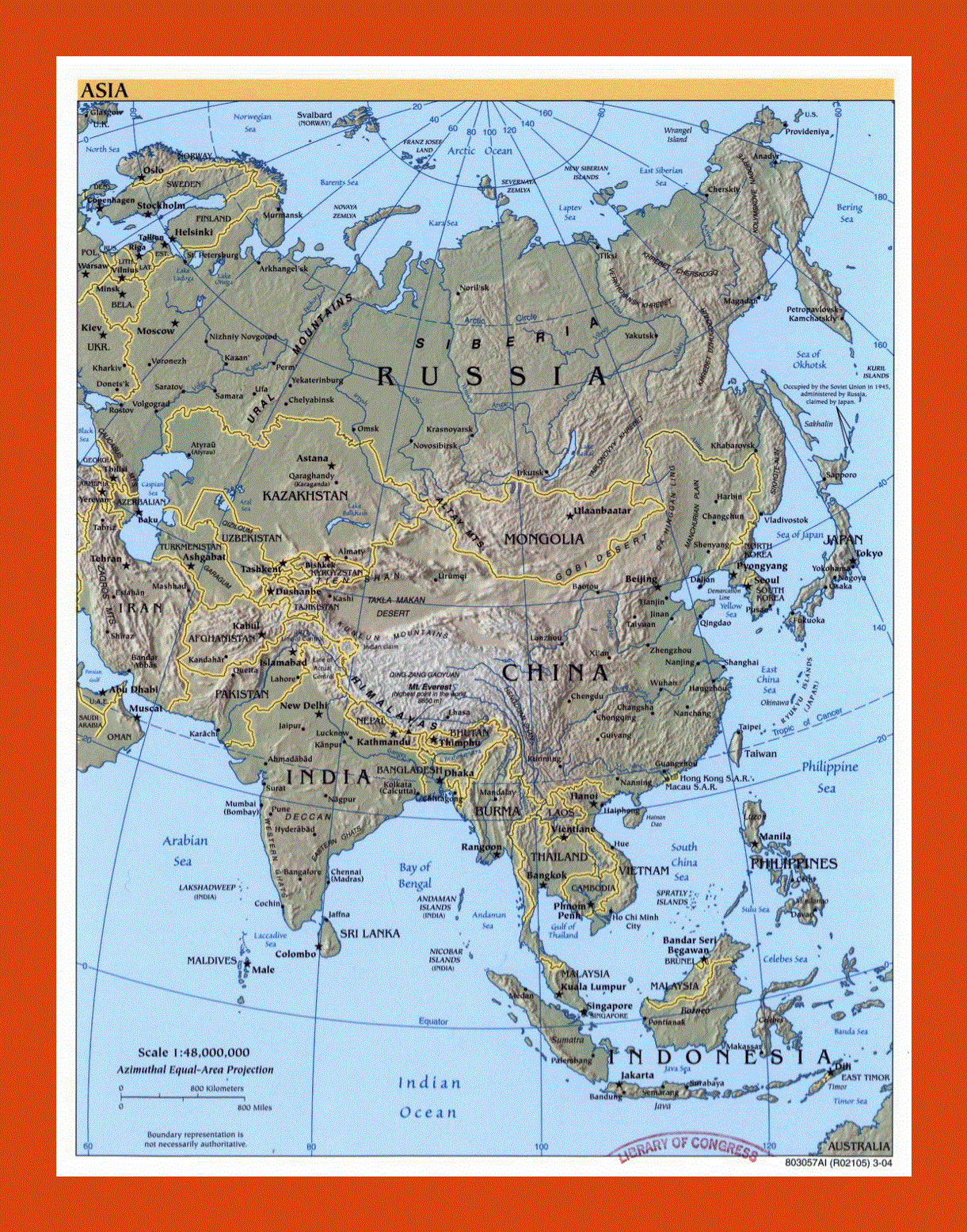 Political map of Asia - 2004