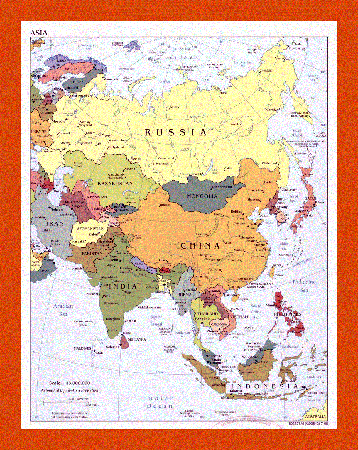 Political map of Asia - 2008
