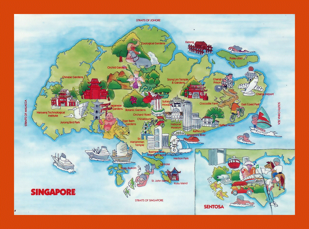 Travel illustrated map of Singapore