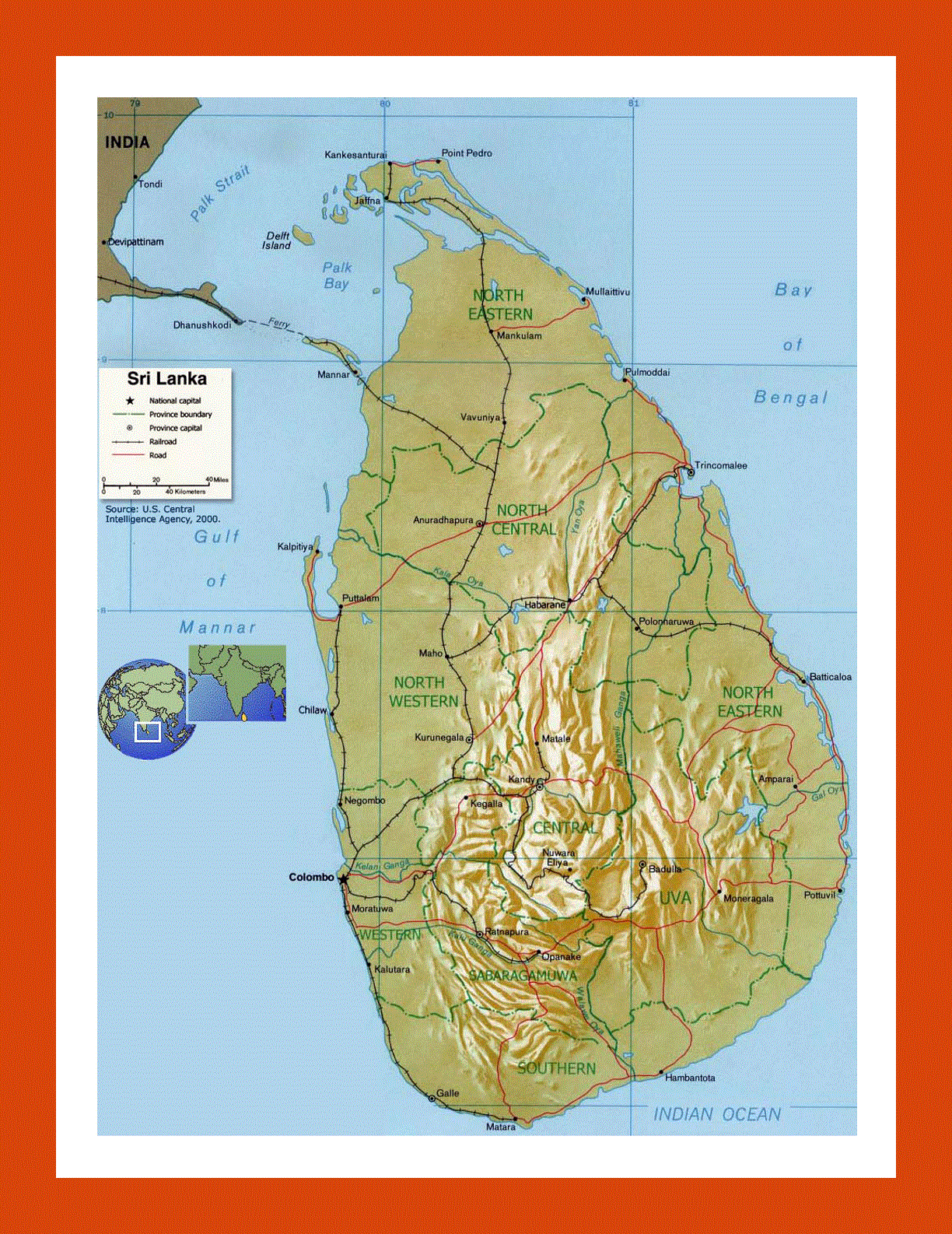 Political and administrative map of Sri Lanka