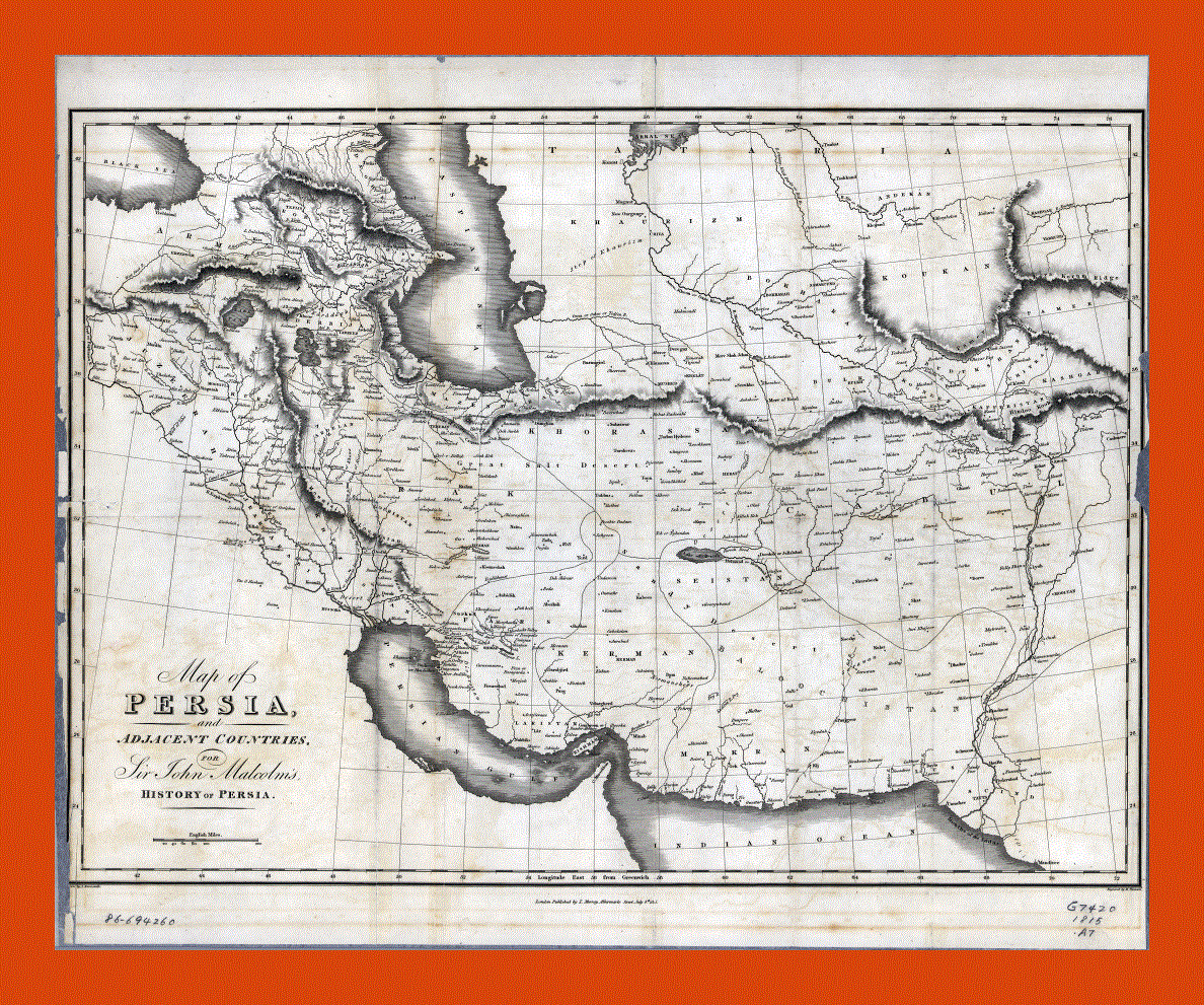 Old map of Persia and adjacent countries - 1815