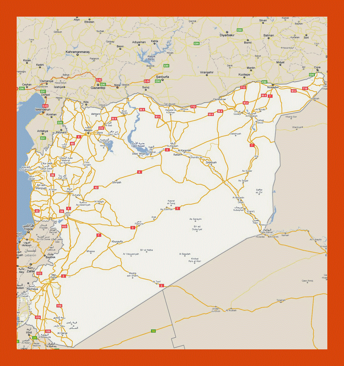 Road map of Syria