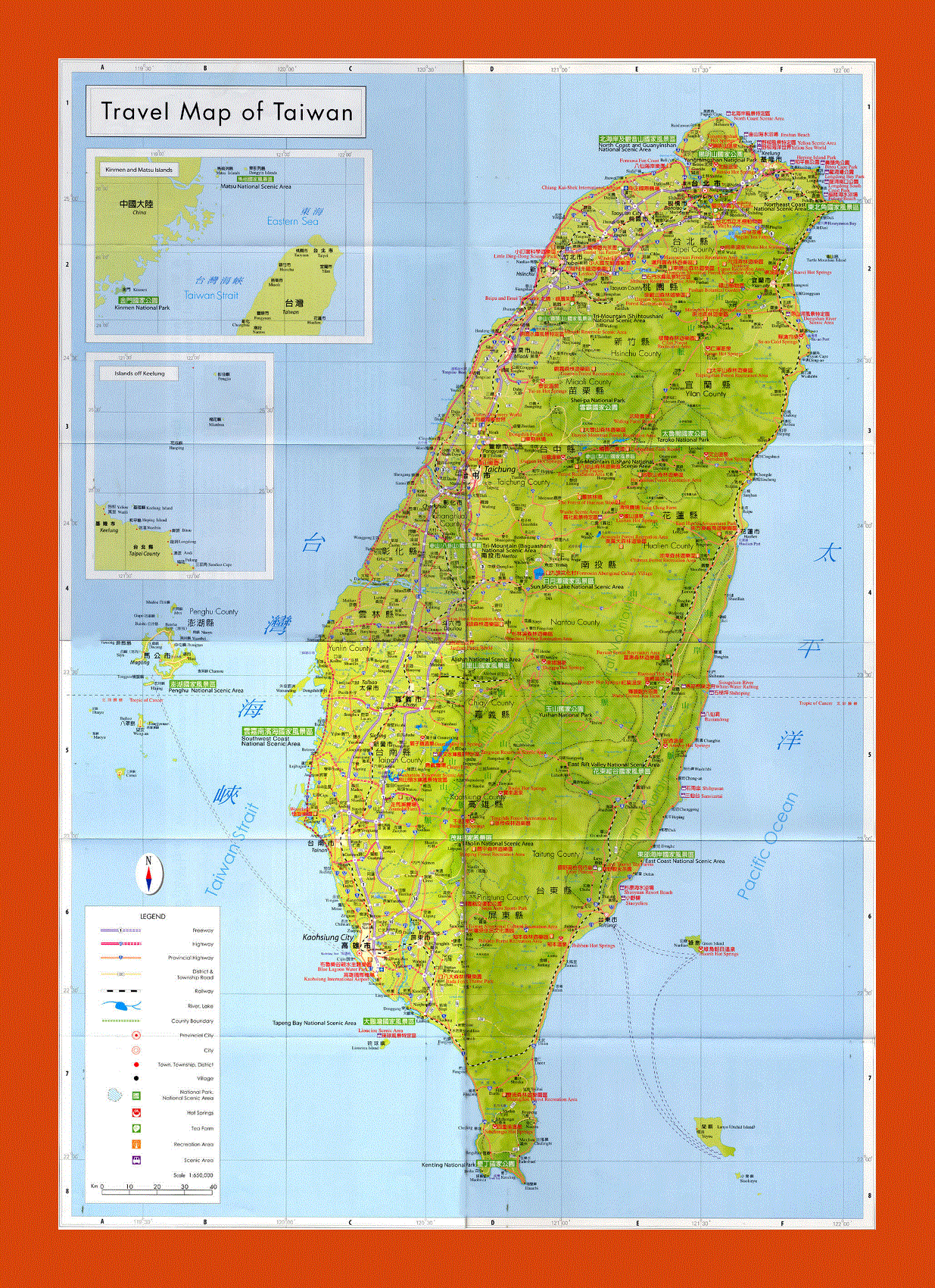 Travel map of Taiwan