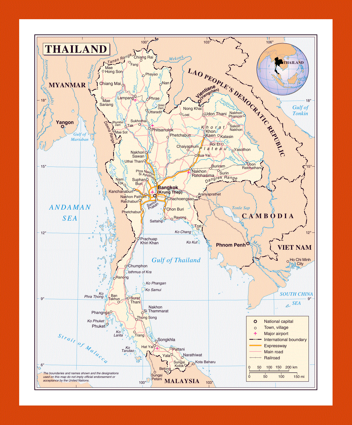 Political map of Thailand