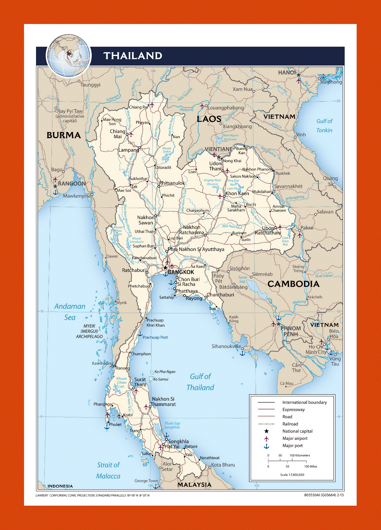 Political map of Thailand - 2013