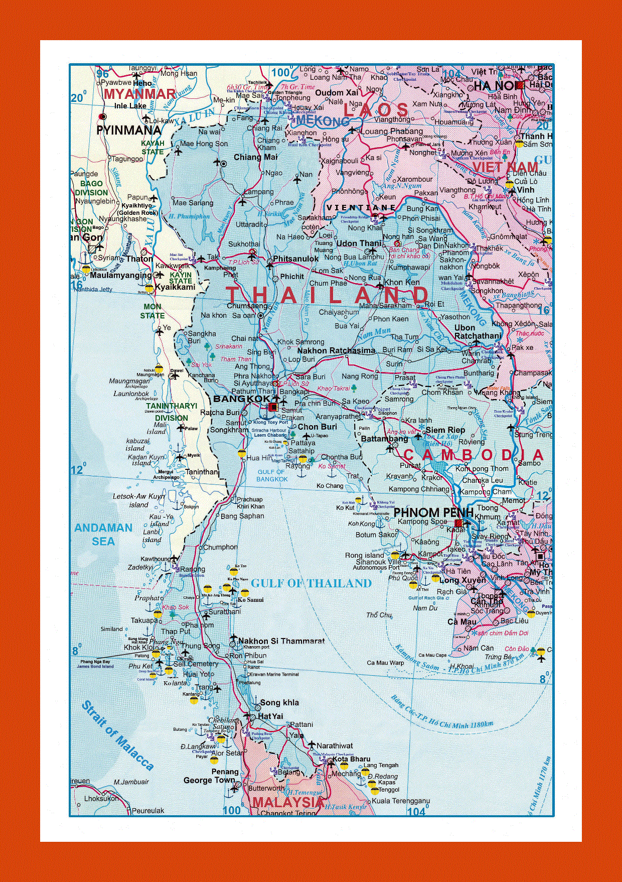 Road map of Thailand