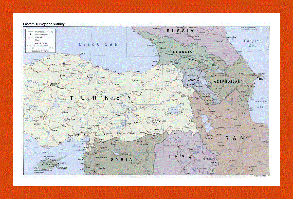 Political map of Eastern Turkey and vicinity - 2002