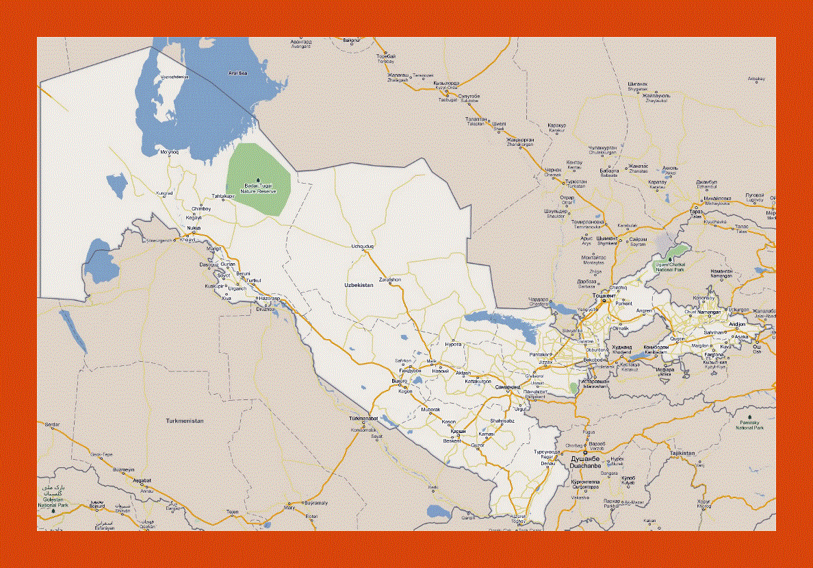 Road map of Uzbekistan