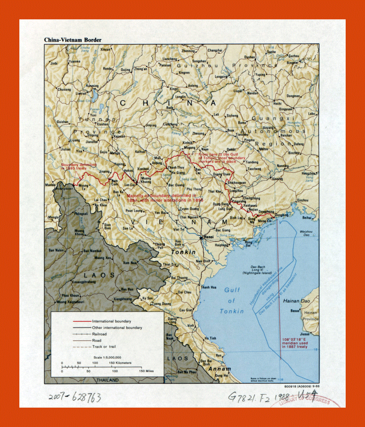 China - Vietnam border map - 1988